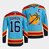 Men's Florida Panthers #16 Aleksander Barkov Blue 2022 Reverse Retro Stitched Jersey Dzhi,baseball caps,new era cap wholesale,wholesale hats